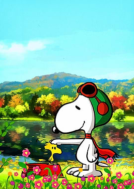Snoopy and Woodstock by the Lake