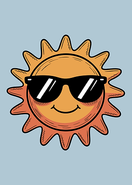 Cool Sun with Sunglasses Cartoon