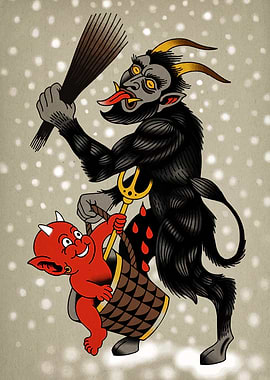Krampus and Devil Child Illustration