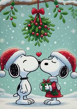 Snoopy Christmas Kiss Under Mistletoe
