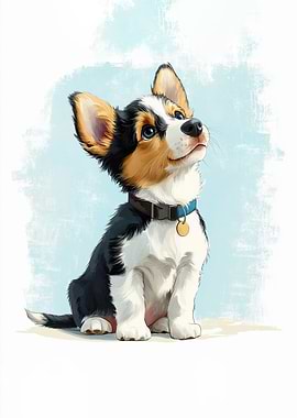 Cute Corgi Puppy Illustration