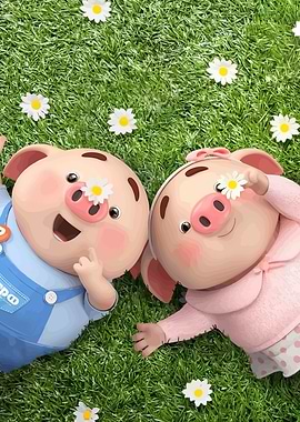 Pigs Relaxing Meadow