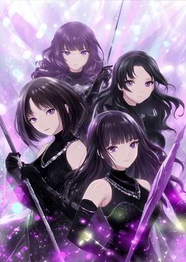 Anime Girls with Swords in Purple Hues