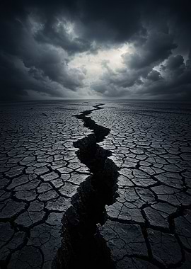 Cracked Earth Under Stormy Sky