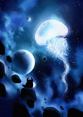 Space Jellyfish and Shadowy Figures
