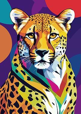 Colorful Cheetah Pop Art Portrait