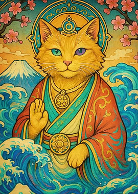 Zen Cat Japanese Landscape