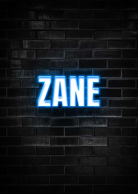Zane Neon Sign on Brick Wall