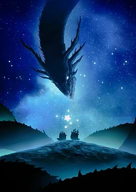 Dragon and Spirits in Starry Night