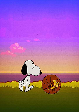 Snoopy and Woodstock with Basketball
