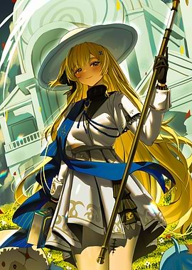 Girl with Staff and Hat