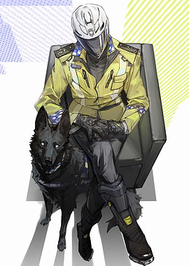 Police Officer and Dog Digital Art
