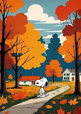Snoopy in Autumn Landscape