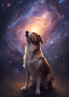 Dog Gazing at Galaxy