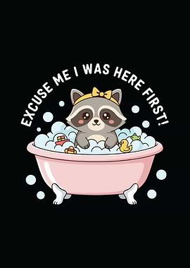 Cute Raccoon in Bathtub Illustration