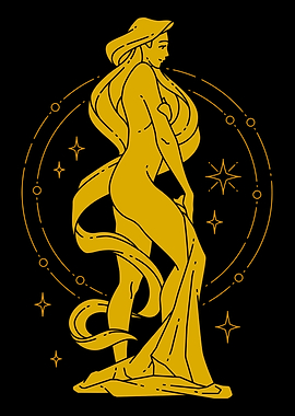 Golden Woman Silhouette with Stars