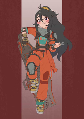 Anime Girl Mechanic with Wrench