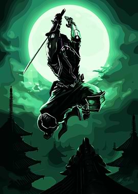 Ninja Warrior Under Moonlight