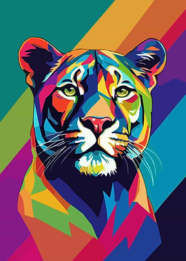 Colorful Panther Portrait