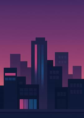 Minimalist Cityscape at Dusk