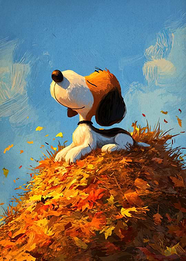 Snoopy in Autumn Leaves