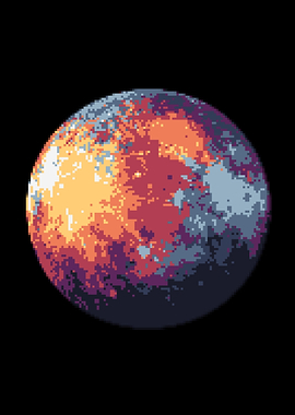 Pixelated Dwarf Planet Pluto in Space