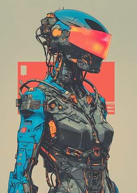 Self Diagnostic V6. - Cybernetic Female Robot Portrait