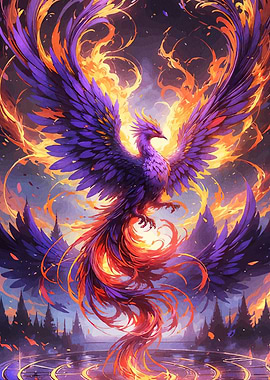Majestic Phoenix Rising Fiery Glory