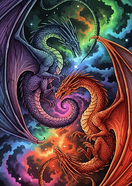 Dragons Colorful Nebula