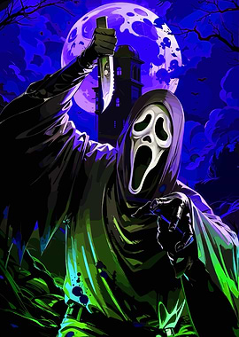 Ghostface with Knife in Dark Scene