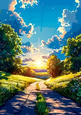 Scenic Path at Sunset