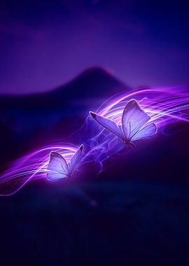 Purple Butterflies with Light Trails