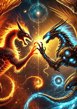 Fire and Ice Dragon Confrontation