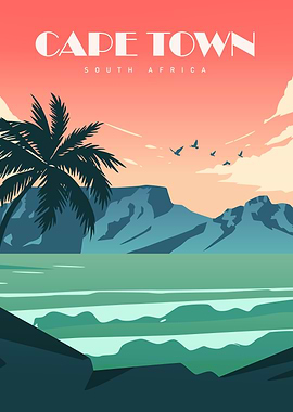 Cape Town South Africa Travel Poster