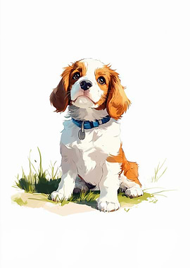 Cute Puppy with Blue Collar