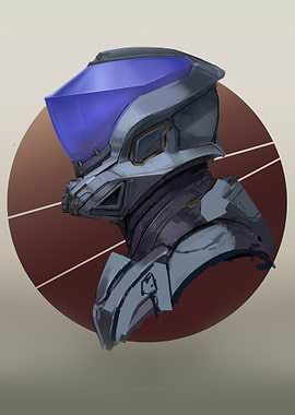 Futuristic Helmet and Armor Illustration