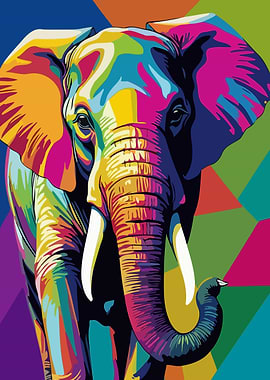 Colorful Elephant Pop Art Illustration