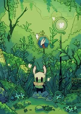 Hollow Knight in Green Forest Illustration