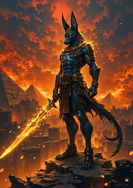 Anubis Warrior with Sword in Egypt