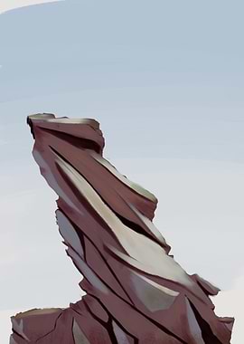 Rocky Peak Against a Pale Sky