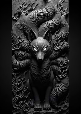 Nine-tailed Fox Stone Carving