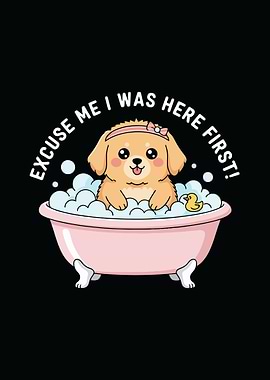 Cute Dog in Bathtub Cartoon