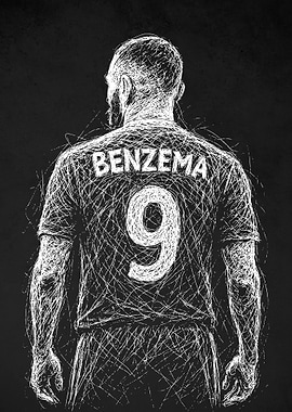 Karim Benzema Football Player Sketch Scribble Art
