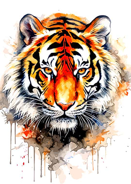 Watercolor Tiger Portrait