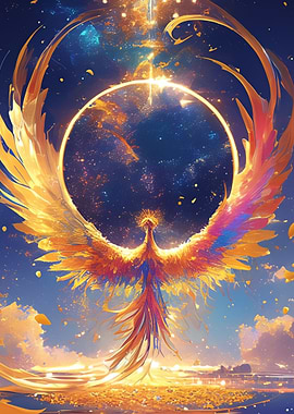Golden Phoenix Rising Digital Art