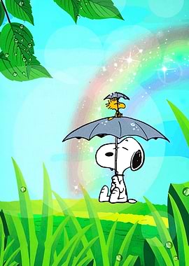 Snoopy and Woodstock Rainy Day Cartoon