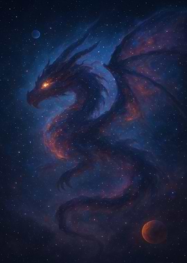 Cosmic Dragon in Starry Sky