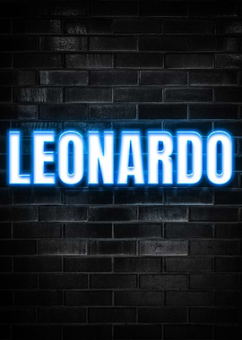 Leonardo Neon Sign on Brick Wall