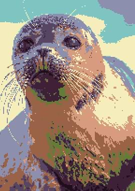 Pixelated Seal Portrait