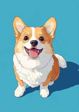 Happy Corgi Dog Illustration